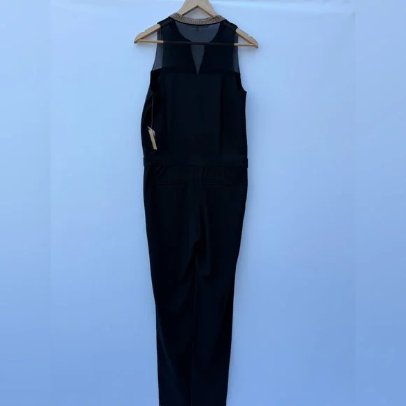 Rachel Rachel Roy Black Sleeveless Jumpsuit Gold Stud Trim Straight Leg Sz 2 NWT - Picture 8 of 16